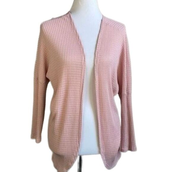 Dainty Hooligan Pale Pink Waffle Knit Open Cardigan (Size: Small) - Picture 8 of 13